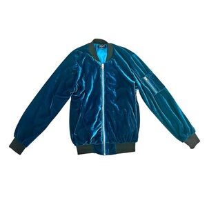 36.5 Blue/Teal Velour-like Bomber Jacket